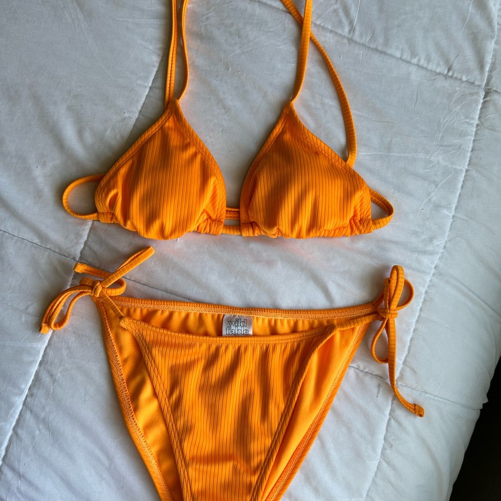 Wild Fable Bright Orange Bikini Top & Bottoms Set